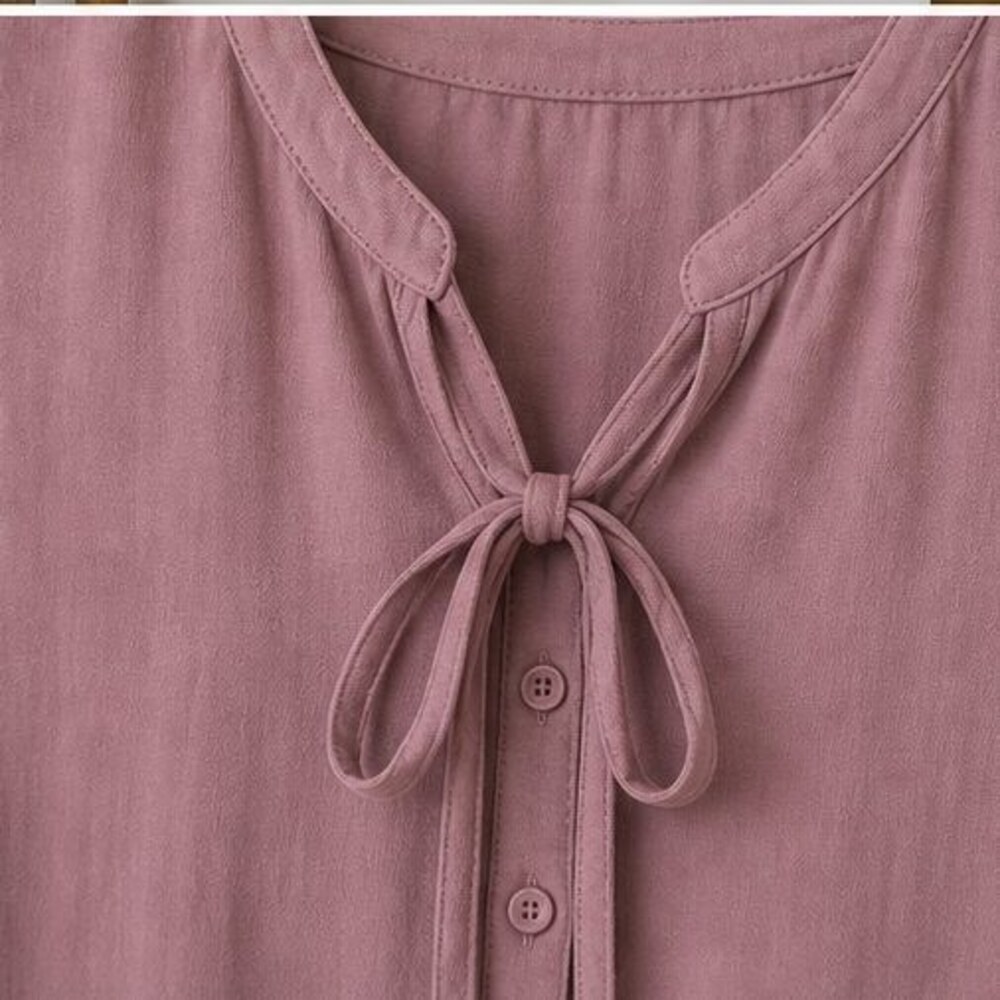 Mauve Tie Neck Blouse - Picture 4 of 6